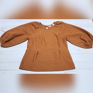 Levi's Cait Ginger Brown Puff Blouse Medium - New Without Tags
